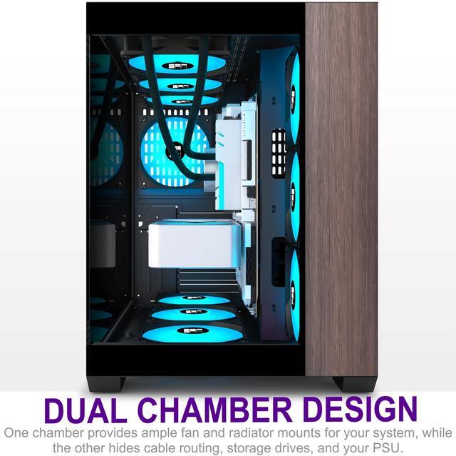 Alt view image 2 of 5 - FOIFKIN M9 PC Case -Wood Walnut Front Pane, Pre-Installed 3 PWM ARGB Fan, ATX Mid-Tower Gaming PC Case, 270° Panoramic Glass, Type-C, Black, FOIFKIN (Black, 3 Fans)