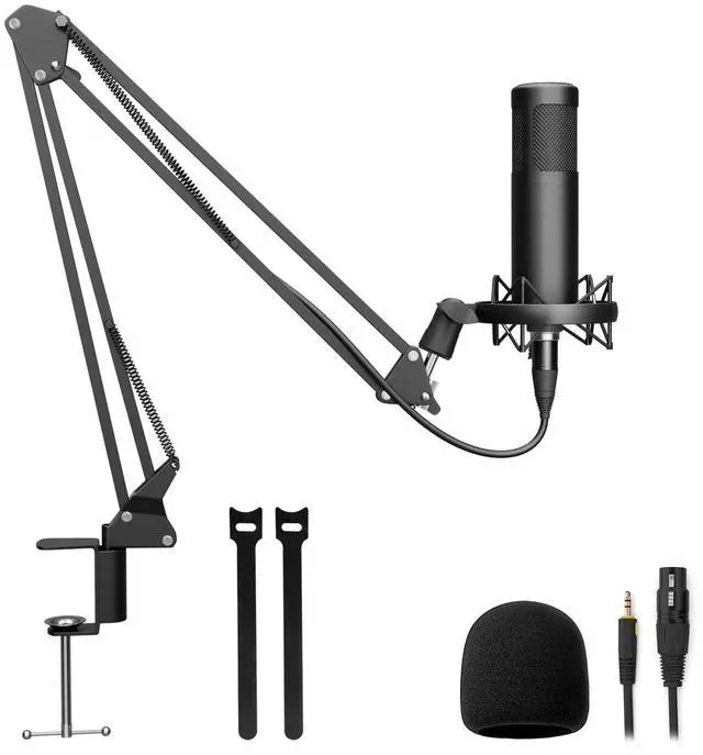 Main image of Hayner-Seek Podcast Studio Condenser Microphone, Cardioid Microphone Adjustable Scissor arm Stand Kit, Suitable for Home Recording, Live Streaming, Video Production