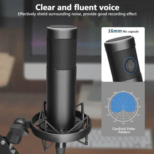 Alt view image 2 of 5 - Hayner-Seek Podcast Studio Condenser Microphone, Cardioid Microphone Adjustable Scissor arm Stand Kit, Suitable for Home Recording, Live Streaming, Video Production