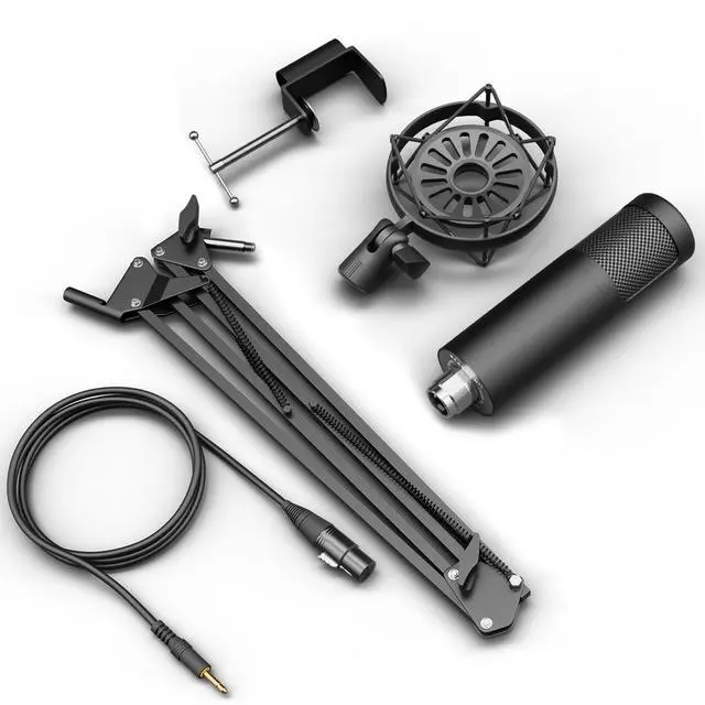 Alt view image 5 of 5 - Hayner-Seek Podcast Studio Condenser Microphone, Cardioid Microphone Adjustable Scissor arm Stand Kit, Suitable for Home Recording, Live Streaming, Video Production