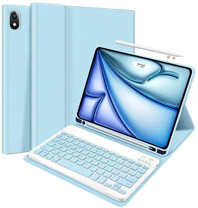Main image of ABEIFAN iPad Air 6th Generation 11 inch 2024 Case with Keyboard - iPad Air 5th/4th Generation 10.9 inch Case with Detachable Wireless Keyboard and Pencil Holder Auto Wake/Sleep Blue