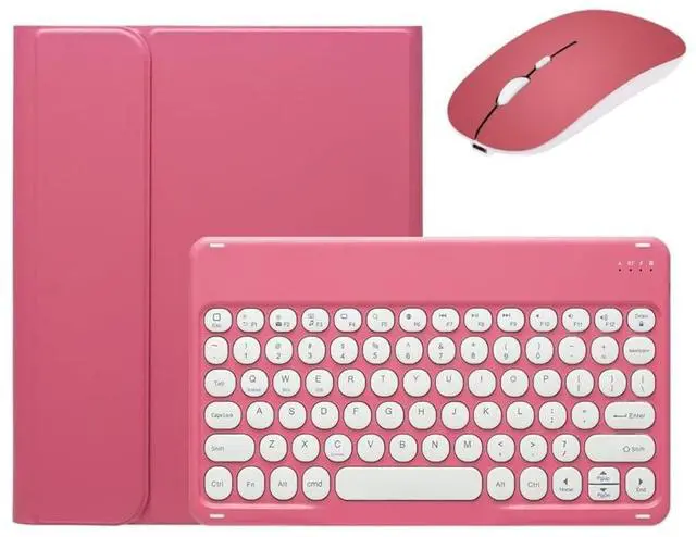 Alt view image 5 of 5 - kaidisen Keyboard Case for iPad 10.2 inch 9th 8th 7th Gen iPad Air 10.5-inch iPad Pro 10.5 inch Case with Keyboard and Bluetooth Mouse, Detachable Candy Color Keyboard Cover Round Key,Dark Pink