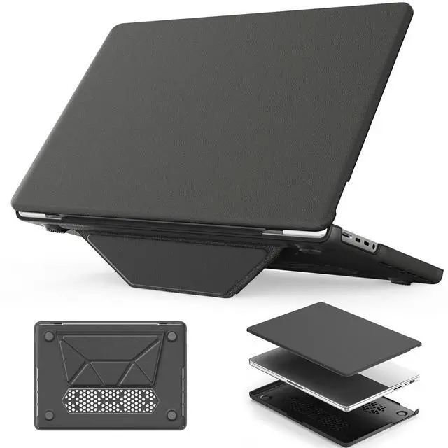 Main image of HXCASEAC Case Compatible with MacBook Pro 16 inch Case 2024 2023 2022 2021 with Foldable Stand, Anti-Scratching Protective Cover (M4 M3 M2 M1) A3186, A3403, A2991, A2780, A2485 PU Leather, Gray