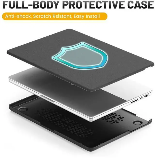 Alt view image 3 of 5 - HXCASEAC Case Compatible with MacBook Pro 16 inch Case 2024 2023 2022 2021 with Foldable Stand, Anti-Scratching Protective Cover (M4 M3 M2 M1) A3186, A3403, A2991, A2780, A2485 PU Leather, Gray