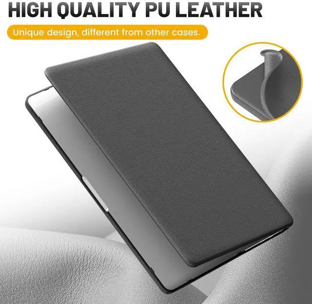 Alt view image 4 of 5 - HXCASEAC Case Compatible with MacBook Pro 16 inch Case 2024 2023 2022 2021 with Foldable Stand, Anti-Scratching Protective Cover (M4 M3 M2 M1) A3186, A3403, A2991, A2780, A2485 PU Leather, Gray