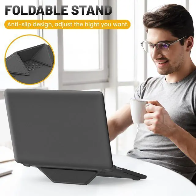 Alt view image 5 of 5 - HXCASEAC Case Compatible with MacBook Pro 16 inch Case 2024 2023 2022 2021 with Foldable Stand, Anti-Scratching Protective Cover (M4 M3 M2 M1) A3186, A3403, A2991, A2780, A2485 PU Leather, Gray