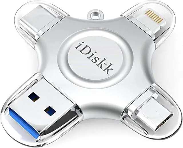 Main image of MFi Certified iDiskk 128GB Flash Drive for iPhone 15 16 iPad USB 3.0 Lightning Drive 4 in 1 Multi Functional External Storage for iOS and Android Samsung Phones Type c Devices and MacBook Photo Drive