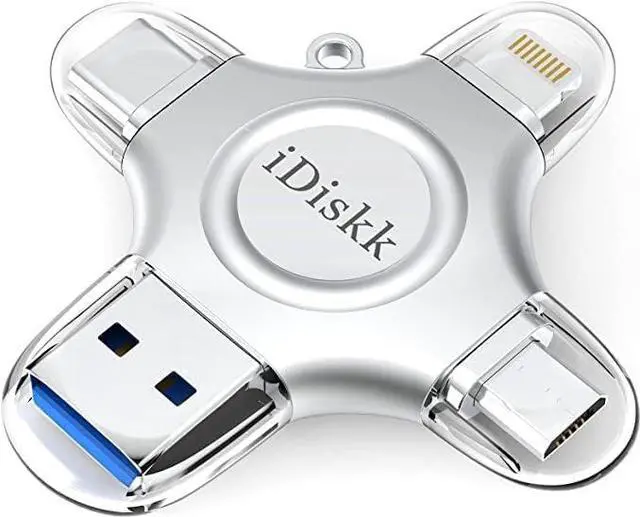 Alt view image 2 of 5 - MFi Certified iDiskk 128GB Flash Drive for iPhone 15 16 iPad USB 3.0 Lightning Drive 4 in 1 Multi Functional External Storage for iOS and Android Samsung Phones Type c Devices and MacBook Photo Drive
