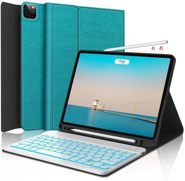 Main image of iPad Air 11 inch Case with Keyboard (M2) 2024, Detachable Bluetooth Keyboard, 7 Colors Backlit, Smart Protection Cover with Pencil Holder for Air 5th/4th 10.9 & iPad Pro 11 4th/3rd/2nd/1st Gen Green