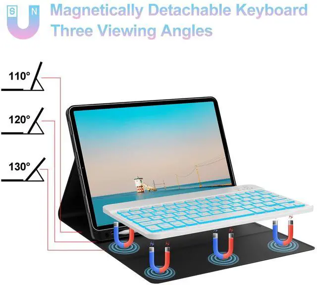 Alt view image 3 of 5 - iPad Air 11 inch Case with Keyboard (M2) 2024, Detachable Bluetooth Keyboard, 7 Colors Backlit, Smart Protection Cover with Pencil Holder for Air 5th/4th 10.9 & iPad Pro 11 4th/3rd/2nd/1st Gen Green