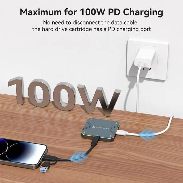 Alt view image 4 of 5 - Magnetic M.2 2230/2242 SSD Enclosure for iphone 15/16 Pro Max USBC 3.2 Gen2 10Gbps to NVMe Adapter Metal External SSD Case for Laptop Mac USB Solid - State Drive External Convert with PD Power Supply