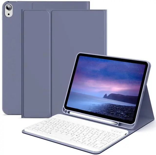 Main image of Keyboard Case for iPad (A16) 11th Generation 2025 11in and iPad 10th Gen 2022 10.9in, Detachable Wireless Bluetooth Fast Pairing Keyboard, Built-in Pencil Holder, Durable Soft TPU Folio Cover, Purple