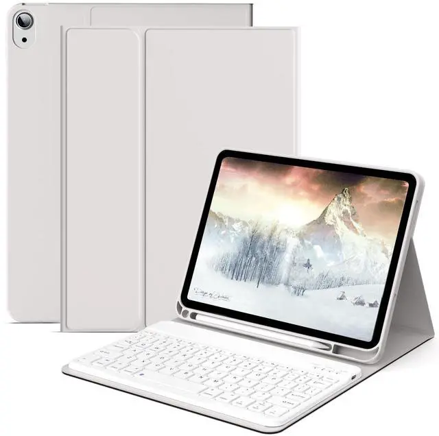 Main image of kenke for iPad 10th Generation (10.9 Inch 2022) / iPad (A16) 11th (11 inch 2025) Keyboard Case with Left Pencil Holder, Thin & Light, Stand Folio Detachable Wireless Bluetooth Keyboard Case, Gray