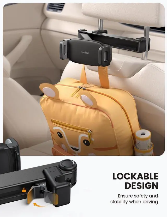 Alt view image 3 of 5 - Lamicall Tablet Holder for Car Headrest + Tablet Mount Car Backseat