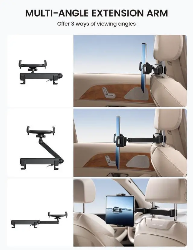 Alt view image 5 of 5 - Lamicall Tablet Holder for Car Headrest + Tablet Mount Car Backseat