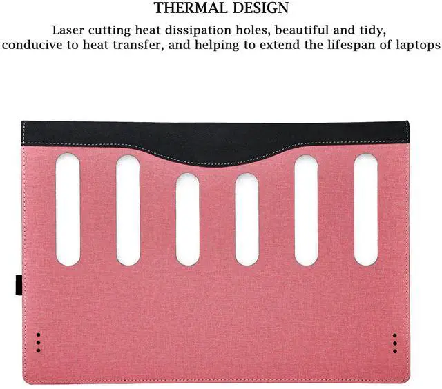 Alt view image 3 of 5 - Laptop Case Cover for 14 inch Lenovo IdeaPad 5 2-in-1 14Q8X9 14AHP9 14IRH9 14IRU9 Sleeve,PU Leather Protective Bag Notebook PC Accessories (Pink)