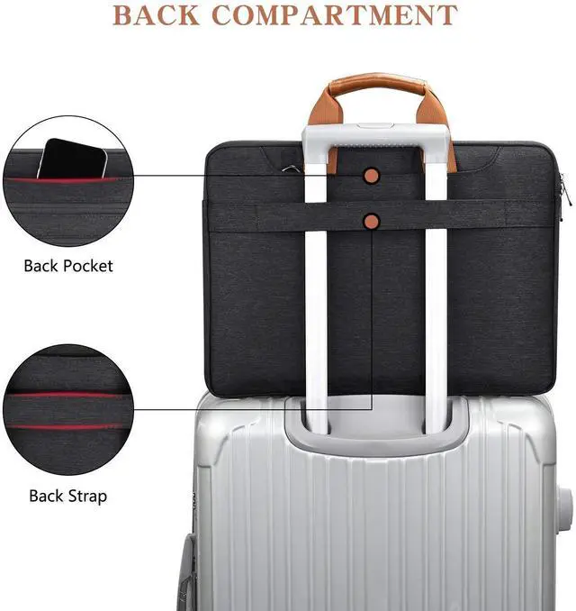 Alt view image 5 of 5 - LONMEN 17.3 Inch Laptop Shoulder Bag,Computer Sleeve Carrying Case for 17.3" Lenovo IdeaPad 330 / Dell Inspiron 17 5000 / HP Pavilion/Acer/MSI/ASUS (Black)