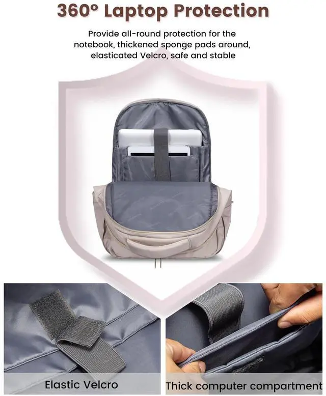 Alt view image 4 of 5 - LOVEVOOK Laptop Backpack for Women, Slim Business Laptops Bag with Separate Computer Compartment Stylish Daypack for College Work Travel, Fits 15.6" Laptop