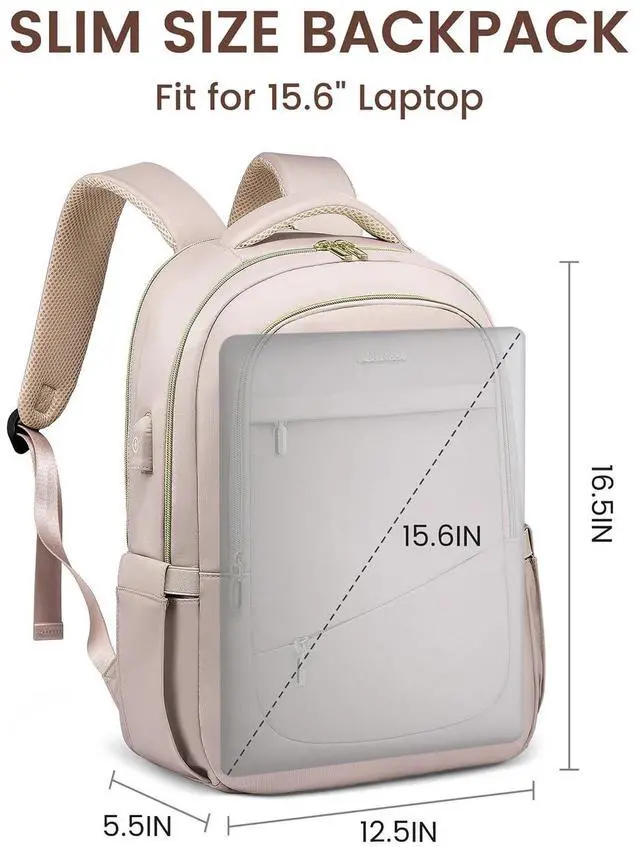 Alt view image 3 of 5 - LOVEVOOK Laptop Backpack for Women, Slim Business Laptops Bag with Separate Computer Compartment Stylish Daypack for College Work Travel, Fits 15.6" Laptop