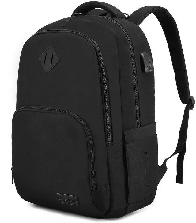 Main image of LOVEVOOK School Backpack for Women Men Black Backpack with 15.6" Laptop Compartment Lightweight Bookbag for College Work High School