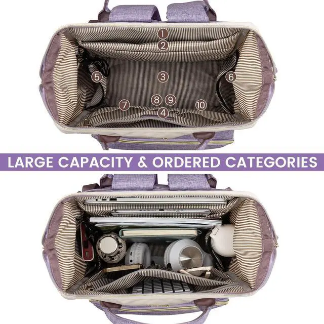 Alt view image 2 of 5 - LOVEVOOK Laptop Backpack for Women, 15.6 Inch Work Business Backpacks Purse with USB Port, Large Capacity Nurse Bag College Bookbag for School, Waterproof Casual Daypack for Travel