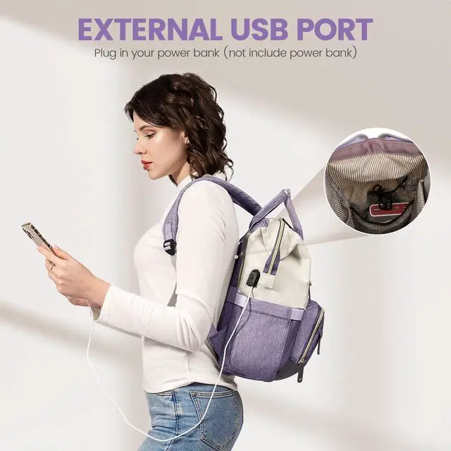 Alt view image 5 of 5 - LOVEVOOK Laptop Backpack for Women, 15.6 Inch Work Business Backpacks Purse with USB Port, Large Capacity Nurse Bag College Bookbag for School, Waterproof Casual Daypack for Travel