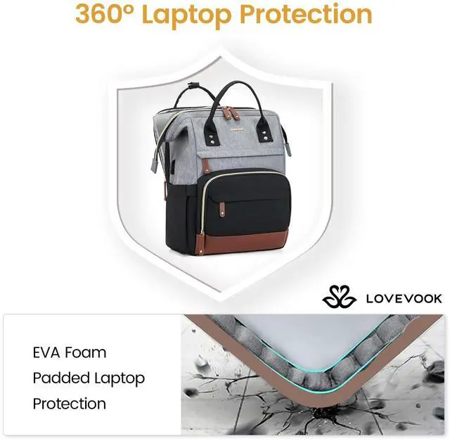 Alt view image 2 of 5 - LOVEVOOK Laptop Backpack for Women, 15.6 Inch Work Business Backpacks Purse, Large Capacity Nurse Bag College Bookbag for School, Waterproof Casual Daypack for Travel