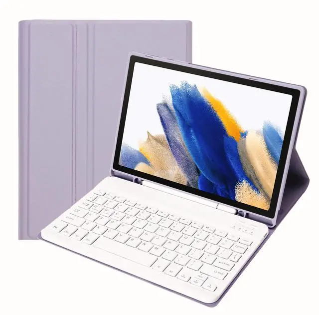 Main image of Lrufodya Keyboard Case for Samsung Galaxy Tab A8 Case 10.5 Inch 2022, Candy Colors Detachable Wireless Keyboard with Slim Cover for Galaxy Tab A8 SM-X200 SM-X205 (Purple)