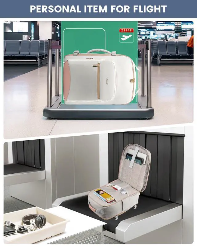 Alt view image 4 of 5 - LOVEVOOK Carry on Backpack, 50L Travel Backpack Women for Airplanes, 18inch Laptop Backpack with Toiletry Bag Carry on Bags for Airplanes Casual Daypack for Weekender Overnight Hiking, Light gray-Pink