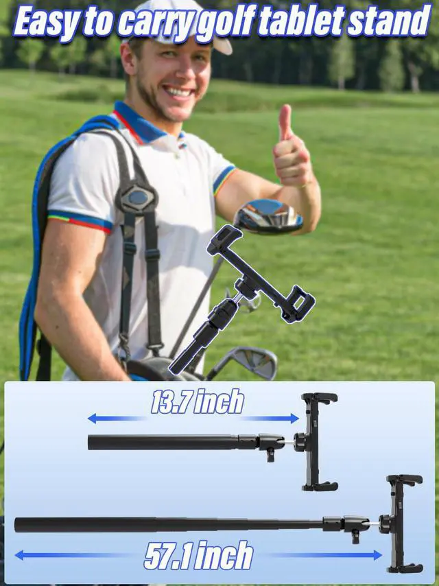 Alt view image 5 of 5 - LYFICCS Golf Swing Recording Tablet Holder with Heavy-Duty Spike Stake, Thick Case Friendly Monopod Stand for iPad Pro/Air/Mini, Galaxy Tab (6-15.6"), iPhone - Anti-Fall Design for Outdoor Training