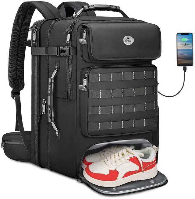 Main image of MATEIN Expandable Travel Backpack With Shoe Compartment, 52L Large Luggage Suitcase with Waist Straps & USB Charging Port, 17 Inch TSA Laptop Backpack With 3 Packing Cubes for Men, Black