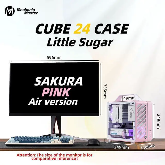 Alt view image 4 of 5 - Mechanic Master Cool Cube Series C24 Mini-ITX Case/Alumium/Steel/GPU Length Within 245mm, SFX/L PSU Computer Case (Sakura Pink)