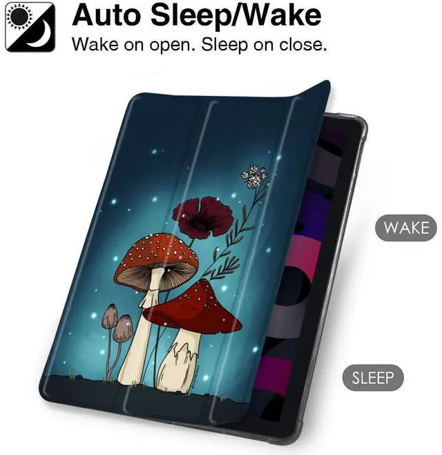 Alt view image 2 of 4 - MAYCARI Cute Kawaii Mushroom Compatible with iPad Pro 11 inch Case with Pencil Holder, Auto Sleep/Wake, Black Girly Cartoon Soft TPU Back Cover for 11 inch iPad Pro(2022/2021/2020/2018)