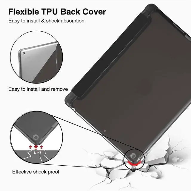 Alt view image 4 of 4 - MAYCARI Cute Kawaii Mushroom Compatible with iPad Pro 11 inch Case with Pencil Holder, Auto Sleep/Wake, Black Girly Cartoon Soft TPU Back Cover for 11 inch iPad Pro(2022/2021/2020/2018)