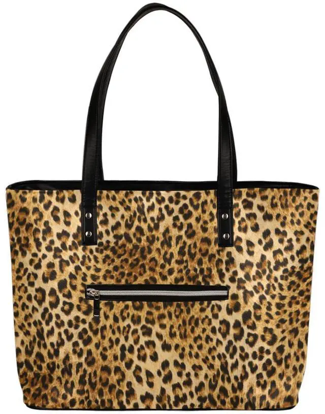 Alt view image 2 of 5 - Animal Leopard Print Leather Tote Bag for Women, Large Handbag Travel Bag Shopping Carry Multipurpose Laptop Shoulder Bag