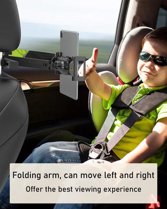 Alt view image 3 of 5 - NATDETC Car Headrest Tablet Holder - [3 in 1 Adjustable Extension Arm] Tablet Car Mount for Back Seat, Road Trip Essentials for Kids, for iPad Pro Air Mini, Galaxy Tab, iPhone, 6-15.6" Devices