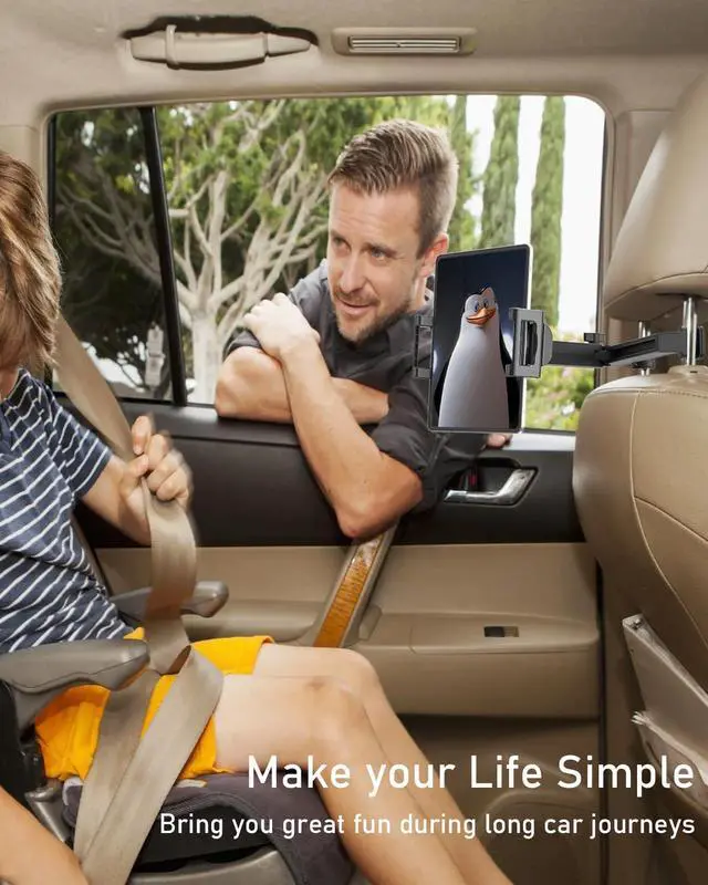Alt view image 5 of 5 - NATDETC Car Headrest Tablet Holder - [3 in 1 Adjustable Extension Arm] Tablet Car Mount for Back Seat, Road Trip Essentials for Kids, for iPad Pro Air Mini, Galaxy Tab, iPhone, 6-15.6" Devices