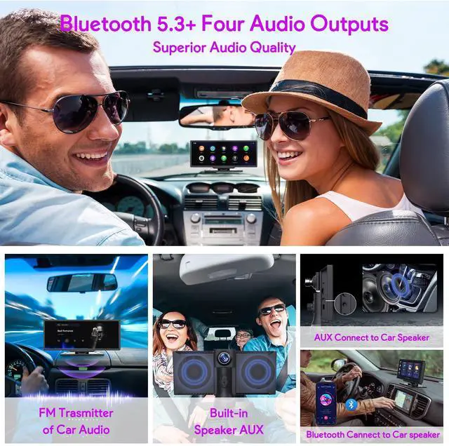 Alt view image 5 of 5 - Wireless Carplay Screen for Car - Compatible with Portable Apple Car play & Android Auto, Car Play Screen with 350deg Backup Camera, Blue-tooth, GPS Navigation, Mirror Link, Fits All Vehicles (8.88")
