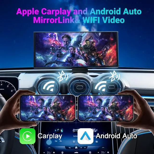 Alt view image 4 of 5 - Wireless Carplay Screen for Car - Compatible with Portable Apple Car play & Android Auto, Car Play Screen with 350deg Backup Camera, Blue-tooth, GPS Navigation, Mirror Link, Fits All Vehicles (8.88")