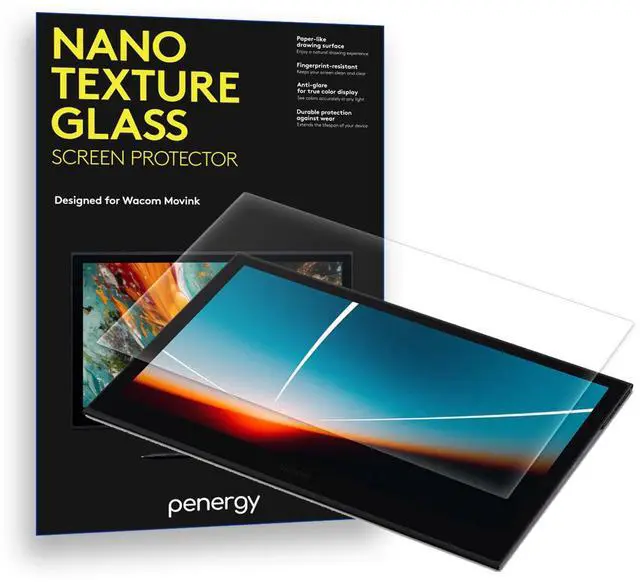 Main image of PENERGY Screen Protector made for Wacom Movink DTH135 - Nano Texture Glass, Paper Feel, Anti Glare, HB Lead Pencil Friction, Scratch Resistant, Matte Finish, Touch Sensitive, Eye Protection, Smudge Re