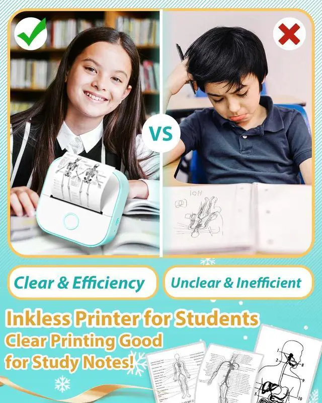 Alt view image 3 of 5 - Phomemo Mini Sticker Printer- Sticker Maker Machine T02, Print Pods Mini Thermal Printer Bluetooth Pocket Label Maker Inkless for DIY Printing, Study Notes, Photos, Memos, Kids/Students Green