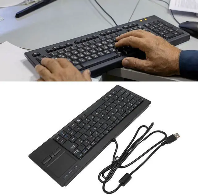 Alt view image 5 of 5 - Wired Keyboard with Trackpad, Mini Industrial Keyboard Touchpad Combo with X Scissor Foot, Portable Compact Touch Keyboard for Industry Control, Plug and Play (USB Interface with