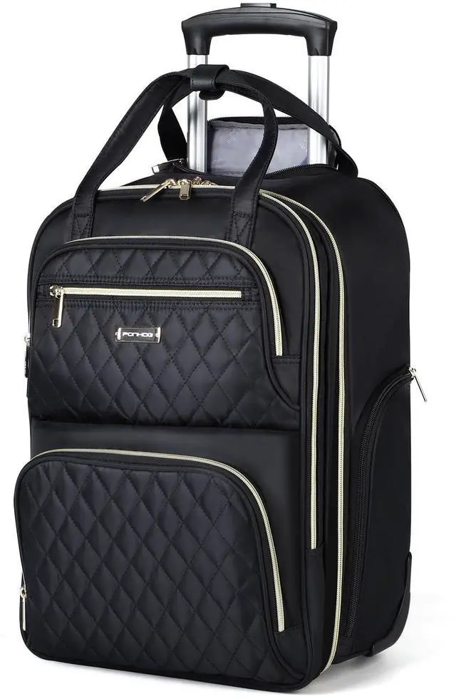 Main image of Ponhog Rolling Backpack for Women, 15.6 Inch Travel Laptop Wheeled Backpack, 30L Roller Carry on Luggage for Adults Business College Work Overnight, Stylish Personal Item Suitcase, Black