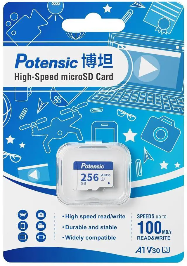 Alt view image 5 of 5 - Potensic 256GB Micro Memory Card for Drones, A1, U3, V30, Read Speed up to 100 MB/s