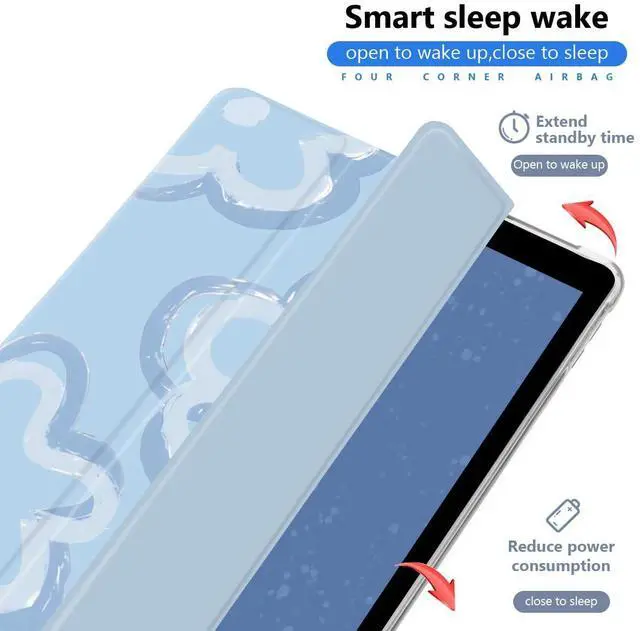 Alt view image 3 of 5 - JOYLAND Cute Flower Case for iPad 9th/7th/8th Generation(2021/2020/2019) 10.2 Inch, Clear TPU Smart Stand Back Cover with Pencil Holder, Auto Wake/Sleep Foldable Shockproof Protective Case