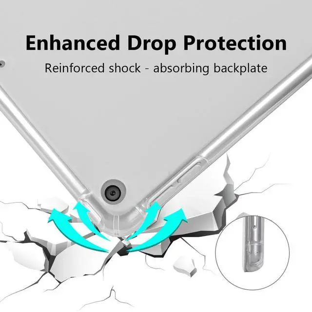 Alt view image 5 of 5 - JOYLAND Cute Flower Case for iPad 9th/7th/8th Generation(2021/2020/2019) 10.2 Inch, Clear TPU Smart Stand Back Cover with Pencil Holder, Auto Wake/Sleep Foldable Shockproof Protective Case