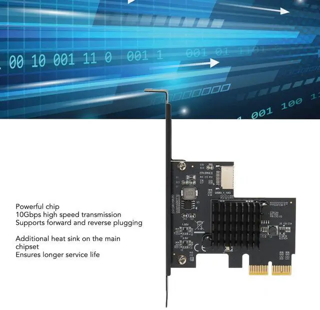 Alt view image 5 of 5 - PCIe to USB 3.2 Gen 2 Adapter Card, Type C Front Panel Internal Expansion Card, 10Gbps High Speed for ASMeida ASM3142 10Gbps Master Control