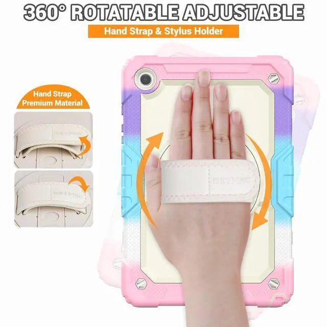 Alt view image 3 of 5 - SEYMAC for Samsung Galaxy Tab A9+/ A9 Plus Case 11" 2023 (SM-X210/X216/X218), Heavy Duty Shockproof Protective Case with Screen Protector, Rotating Stand, Hand/Shoulder Strap, Pink