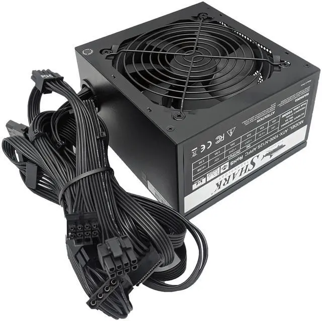 Alt view image 2 of 5 - SHARK TECHNOLOGY® 1000W Black ATX12V EPS12 Silent 120mm Fan Gaming PC 2X PCI-E Power Supply ATX PSU