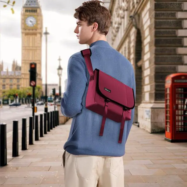 Alt view image 3 of 5 - Messenger Bag iPad Bag Crossbody Bag Shoulder Messenger Bag Durable Crossbody Shoulder Bag for Commuters and Travelers Water Resistant Scratch and Wear Eesistance Versatile YKK Zipper. (Red)